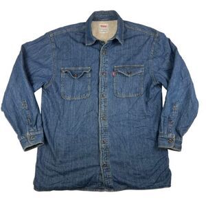 Levi's Denim Jacket Mens‎ Large Sherpa Lined Western Shacket Chore Coat